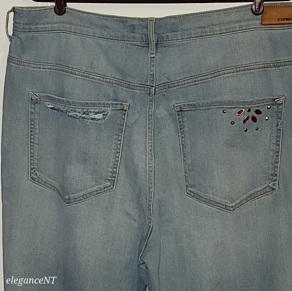 Express Light Blue wash Stretch Ankle legging Super High rise Jeans Sz: 18 L NWT - Picture 10 of 11